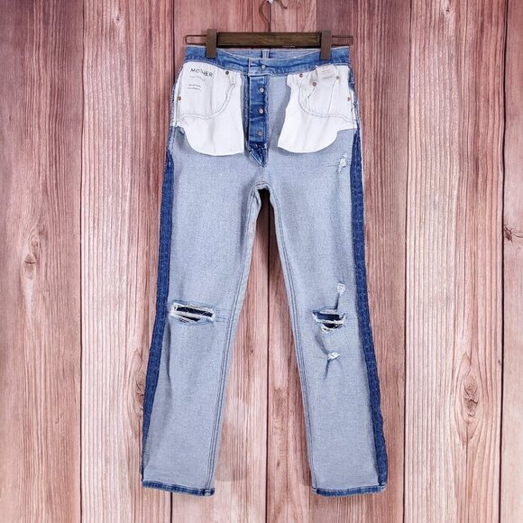 Mother Womens Size 27 The Tomcat Play Like A Pirate Straight Leg Jean Distressed - Picture 3 of 16